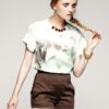 Floral Sating Top and Brown Pants