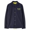 Navy blue coach jacket with neon detail